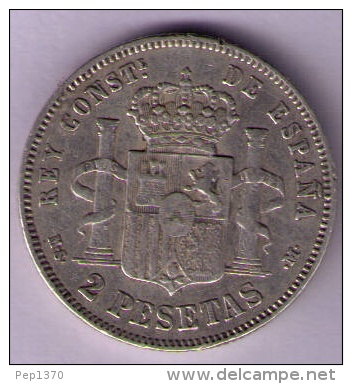 2 PESETAS DE PLATA DE 1882 DE ALFONSO XII (CON ESTRELLAS) - Premières Frappes