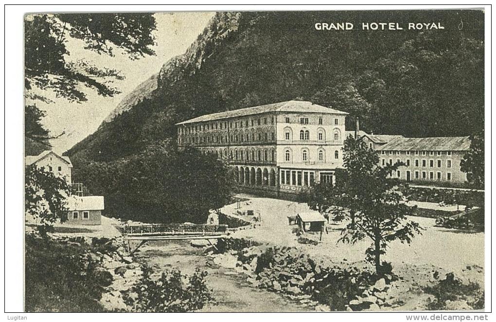 CARTOLINA  - GRAND HOTEL ROYAL - TERME DI VALDIERI - VALLE GESSO  -  VIAGGIATA ANNO 1921 - Multi-vues, Vues Panoramiques