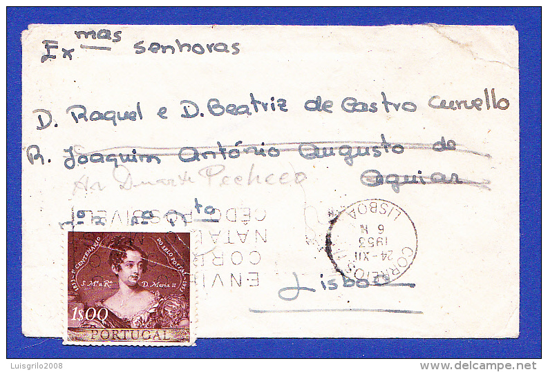 ENVELOPPE -- CACHET - CORREIOS . LISBOA -- 24-XII-1953 - Lettres & Documents
