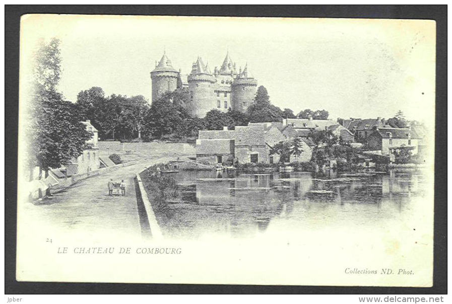 France - CF014 - (2 Scan) CP Le Château De Combourg - La Digue Et Le Lac - Timbre Type Blanc 111 1A - Combourg