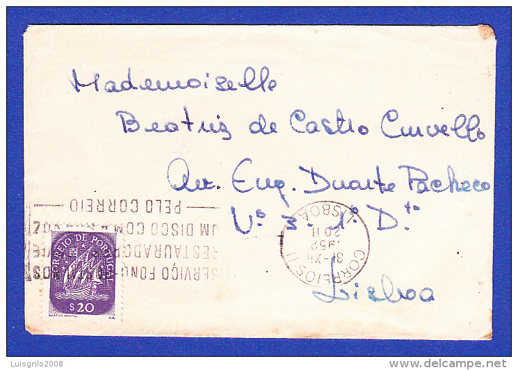 ENVELOPPE -- CACHET -- CORREIOS II . LISBOA --31-XII-1952 - Lettres & Documents