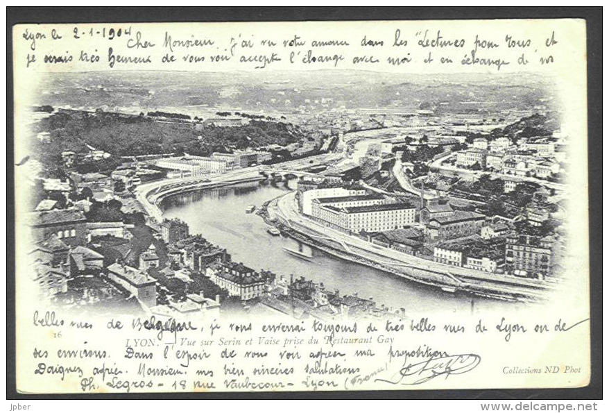 France - CF015 - (2scan) CP Lyon Vue Sur Serin Et Vaise Prise Du Restaurant Gay - Timbre Type Blanc 111 1A 2x - Autres & Non Classés