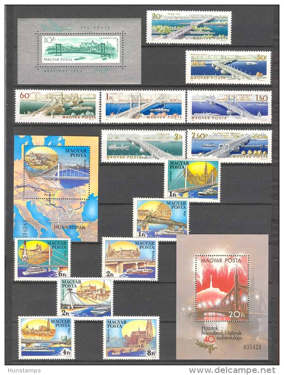 Hungary 1964-1985. Bridges Stamp Collection With Betters, 3 Complete Sets With 2 Sheets MNH (**) - Collections