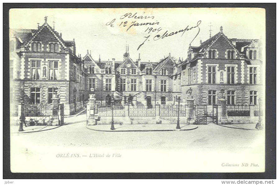 France - CF019 - (2 Scan) CP Orléans L´Hôtel De Ville - Grille Fer Forgé - Timbre Type Blanc 111 1A 2x - Orleans