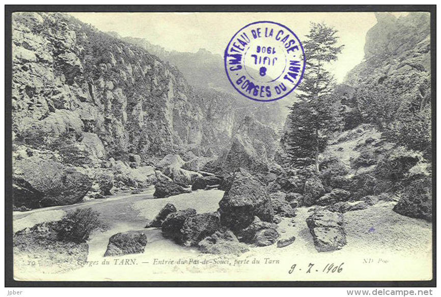 France - CF022 - (2 Scan) CP Gorges Du Tarn - Entrée Du Pas De Souci Perte Du Tarn - Timbre Type Blanc 111 1A - Gorges Du Tarn