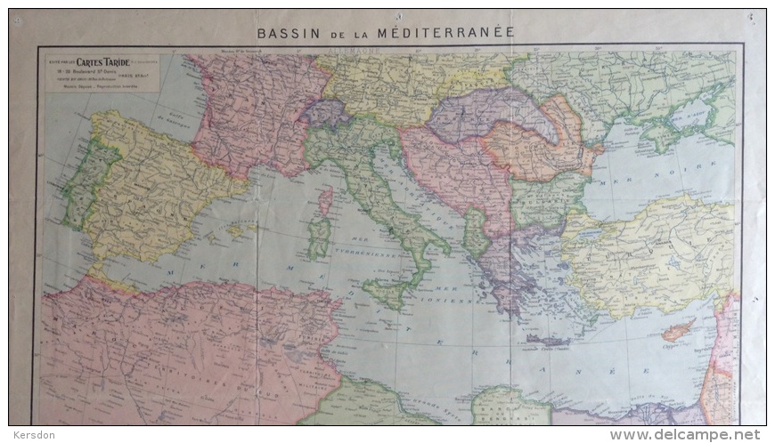 Carte Bassin De La Mediterranee - RARE - Maps/Atlas