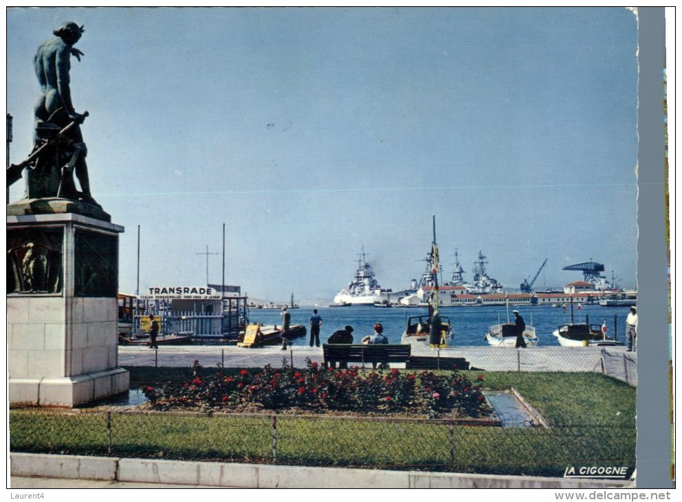 (345) Toulon - Warship Jean Bart - Statue Of Génie De La Mer - Warships