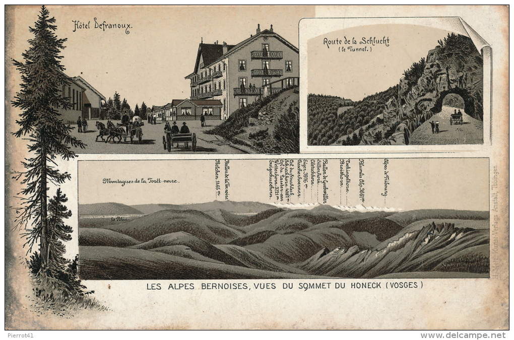 Jolie Carte Avec Menu De 1897 De L'Hôtel DEFRANOUX, Vue Sur Les Alpes Bernoises Et La Route De La Schlucht - Other & Unclassified