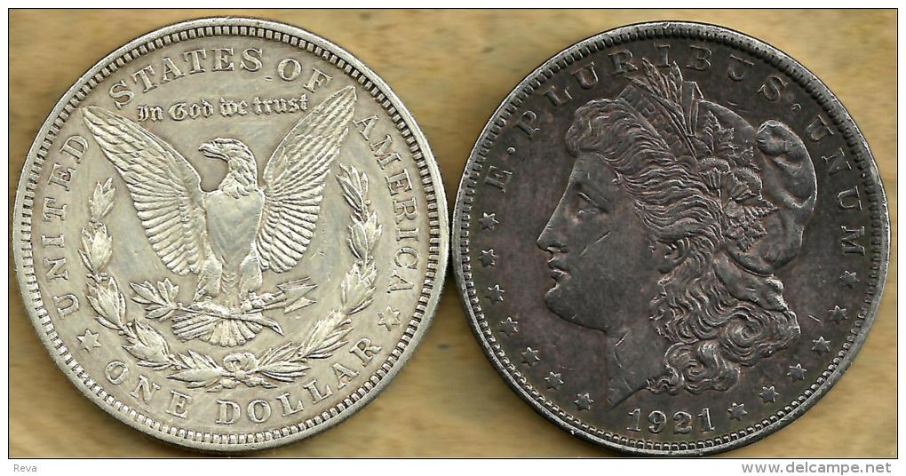 UNITED STATES USA $1 MORGAN EAGLE BIRD FRONT WOMAN HEAD BACK 1921 SILVER KM110 VF+ READ DESCRIPTION CAREFULLY !!! - 1878-1921: Morgan