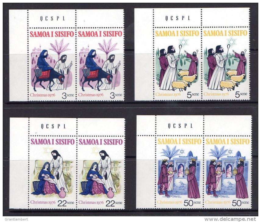 Samoa 1976 Christmas Set Of 4 MNH As Corner Pairs - Samoa (Staat)