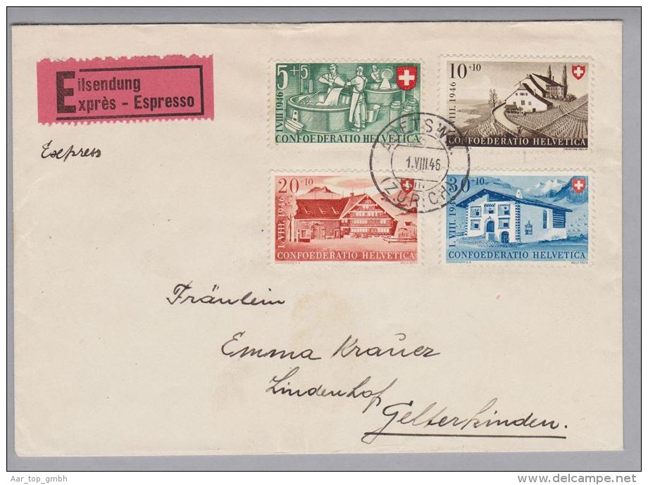 Schweiz Pro Patria 1946-08-01 Adetswil Express-Satz-Brief - Briefe U. Dokumente