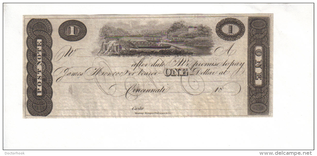 POSTAL NOTE--Cincinnati, Ohio    $1.00  DOLLAR  Note  1817-25 Remainder - Sonstige & Ohne Zuordnung