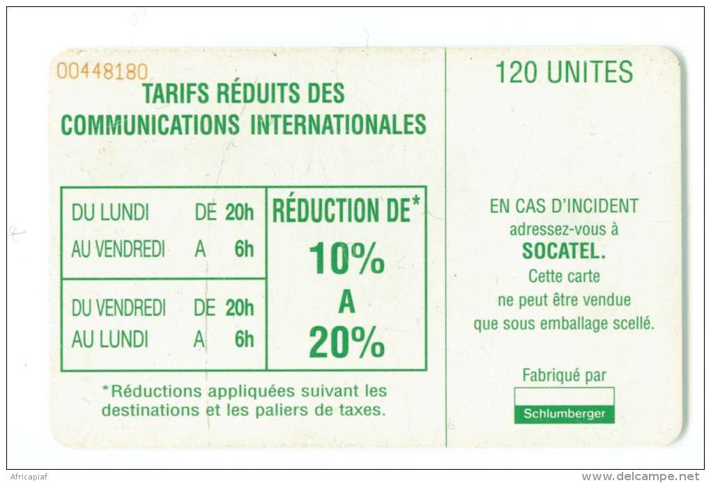 CENTRAFRIQUE REF MV CARDS CAR-27  120 U VERT - Repubblica Centroafricana