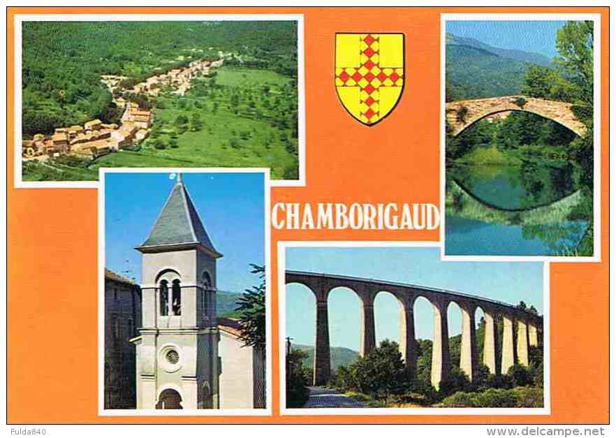 CPM.   CHAMBORIGAUD.     Vue Générale - L'église - Le Pont Du Rastel. - Chamborigaud
