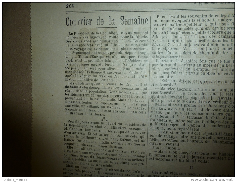 1898  LE PETIT PARISIEN : Alliance FRANCO-RUSSE (France-Russie );Assassinat De Canovas; Saint-Petersbourg; Krasnoïé-Selo - Le Petit Parisien