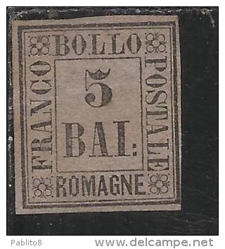 ASI ANTICHI STATI ITALIANI: ROMAGNE 1859 5 BAI MH FIRMATO SIGNED - Romagna