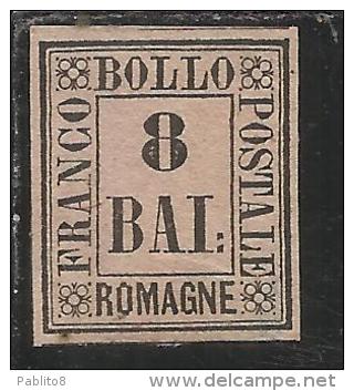 ASI ANTICHI STATI ITALIANI: ROMAGNE 1859 8 BAI MH FIRMATO SIGNED - Romagne