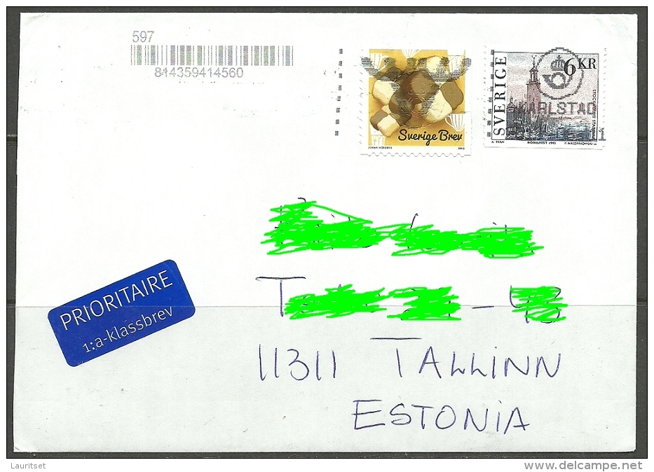 SCHWEDEN Sverige 2013 Air Mail Cover To Estland Estonia Estonie - Briefe U. Dokumente