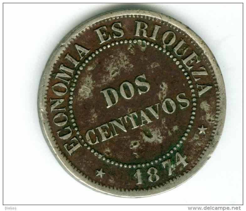 Chile  2 Centimos  1874    #m91 - Chile
