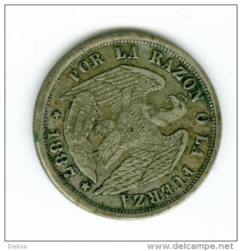 Chile  1/2 Decimo 1887  Silber   #m98 - Chile