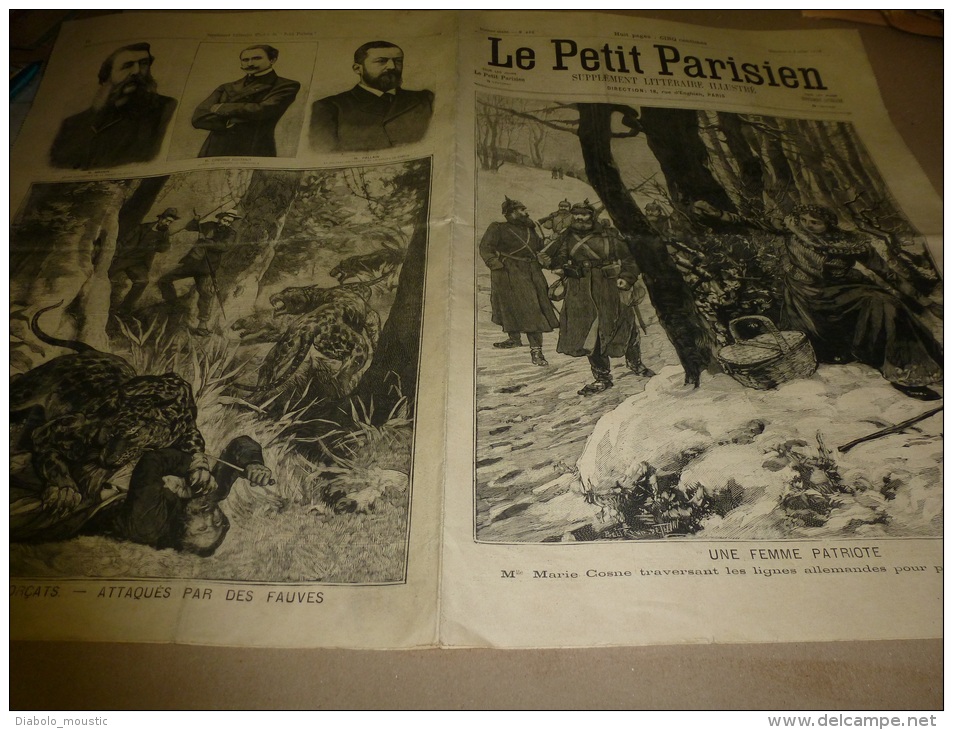 1898  LE PETIT PARISIEN : Les Forçats Attaqués Par Des Fauves; Une Femme Patriote; Catastrophe Du P.L.M.; - Le Petit Parisien