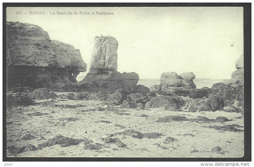 France - CF030 - 2 Scan CP Royan Le Saut De La Folle à Vallières - Rochers - Timbre Type Blanc 111 1A Paire - Royan