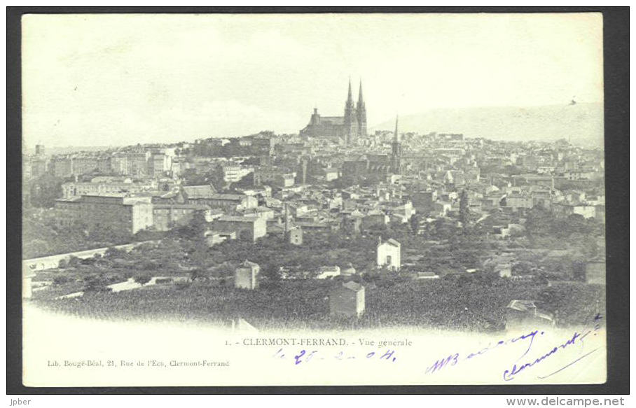 France - CF032 -  2 Scan CP Clermont Ferrand Vue Générale Cathédrale - Timbre Type Blanc 111 1A - Clermont Ferrand