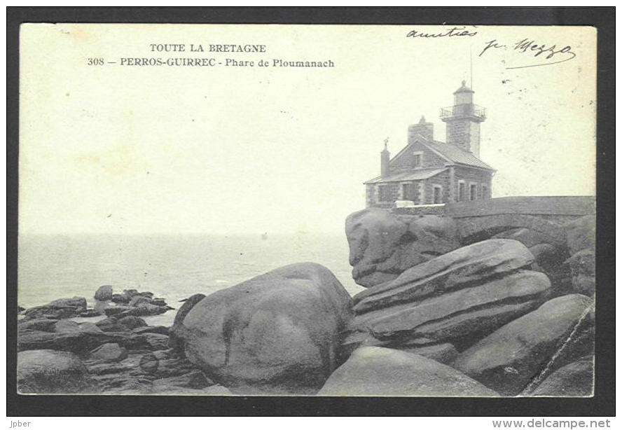 France - CF034 - 2 Scan CP Perros Guirrec Le Plare De Ploumanach - Rochers - Mer - Timbre Type Blanc 111 1A - Perros-Guirec