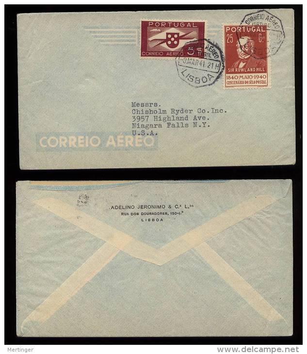 Portugal 1941 Airmail Cover LISBOA To USA - Cartas & Documentos