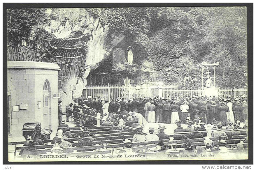 France - CF039 - 2 Scan CP Lourdes - Grotte - Verso Timbre Type Blanc 111 1A - Lourdes