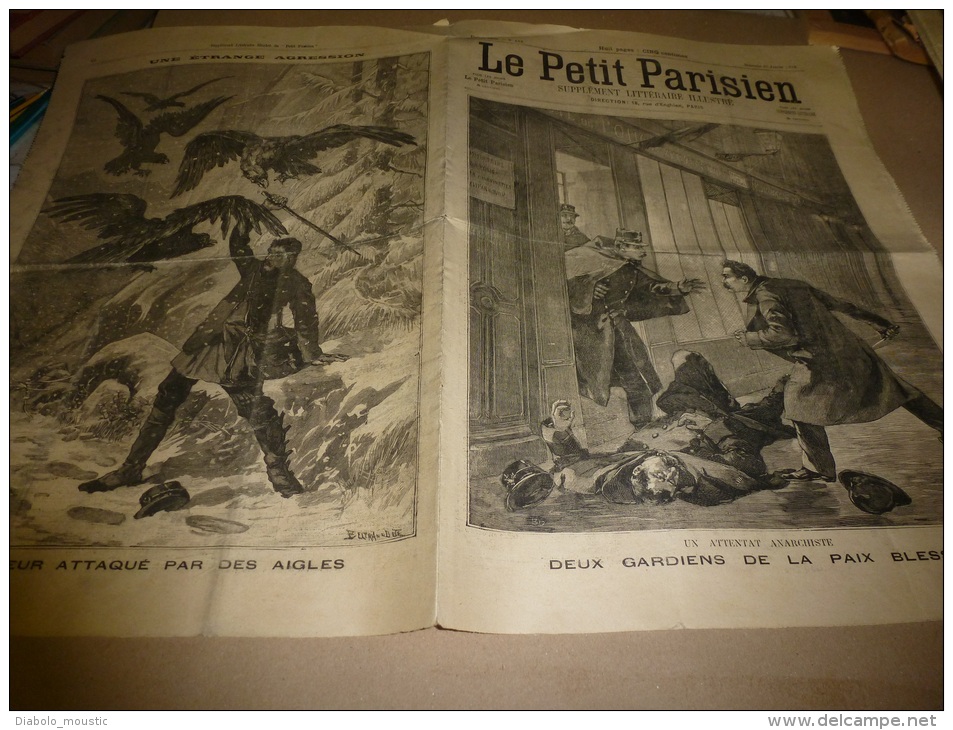 1898  LE PETIT PARISIEN :Le Facteur Attaqué Par Des Aigles; Attentat Anarchiste ; Sauvés Par Les COCHONS Du "Kameruka" - Le Petit Parisien