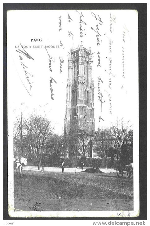 France - CF052 - 2 Scan CP Paris La Tour Saint-Jacques - Verso Timbre Type Blanc 111 1A Paire Horizontale - Autres Monuments, édifices