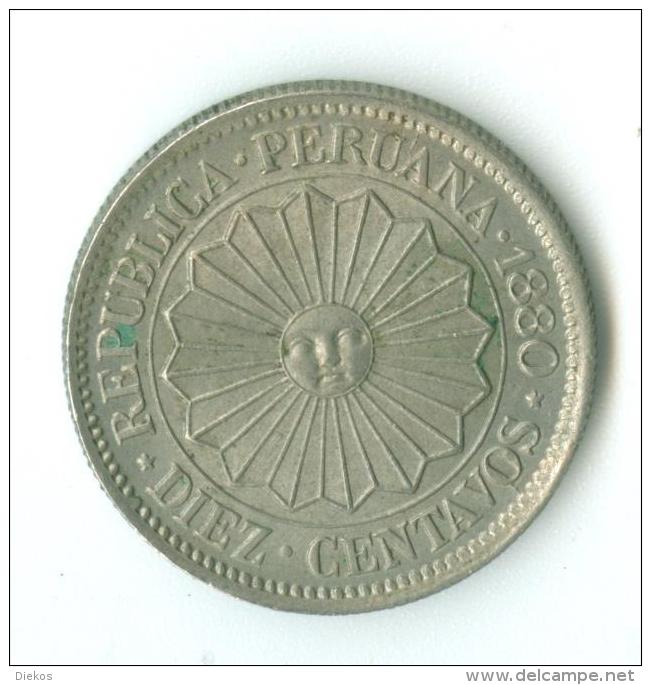 Peru 10 Centavos 1880  KM198     #m123 - Peru