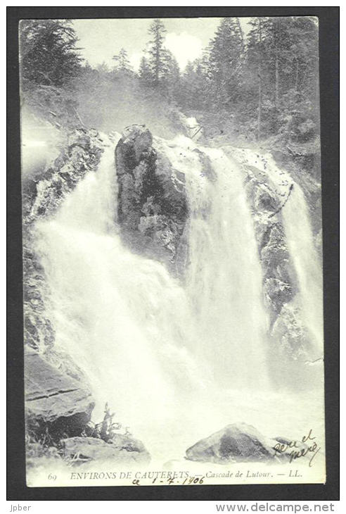 France - CF060 - 2 Scan - CP Cauterets Cascade De Lutour - Verso Timbre Type Blanc 111 1A - Cauterets