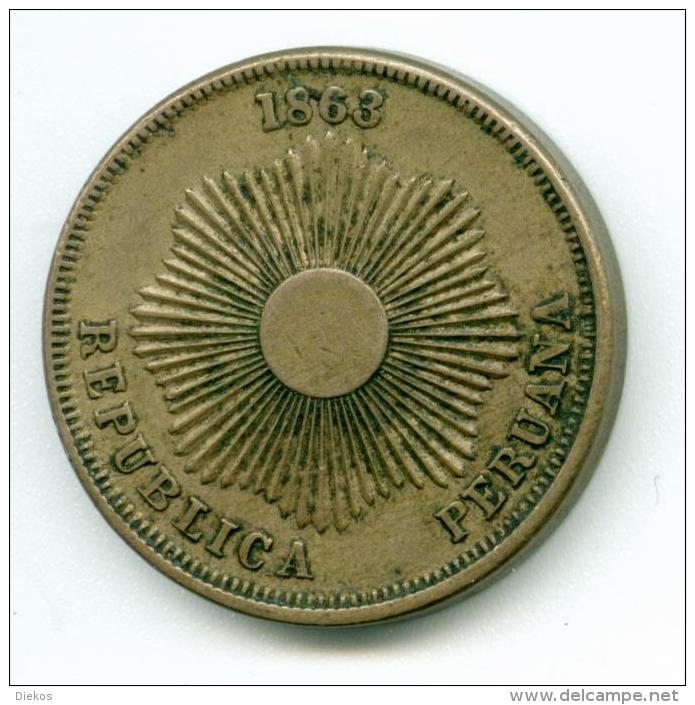 Peru Dos Centavos 1863  KM188     #m124 - Perú