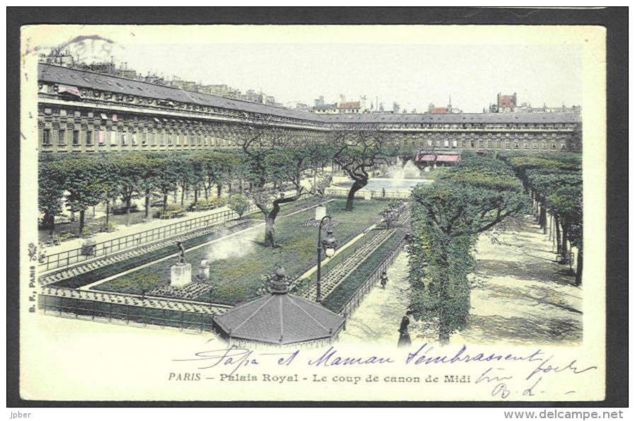 France - CF071 - 2 Scan CP Paris Palais Royal Coup De Canon De Midi  - Verso Type Blanc 111 1A - Plazas