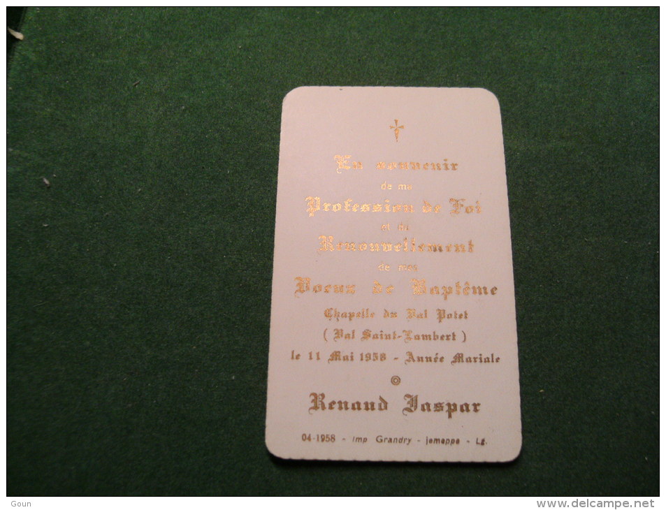 BC5-2-105 Souvenir Communion Renaud Jaspar Val Saint Lambert 1958 - Communion