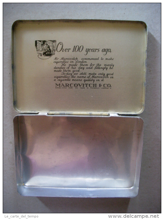 Scatola/scatoletta In Latta Per Sigarette. MARCOVITCH Black&White Cigarettes - Porta Sigarette (vuoti)