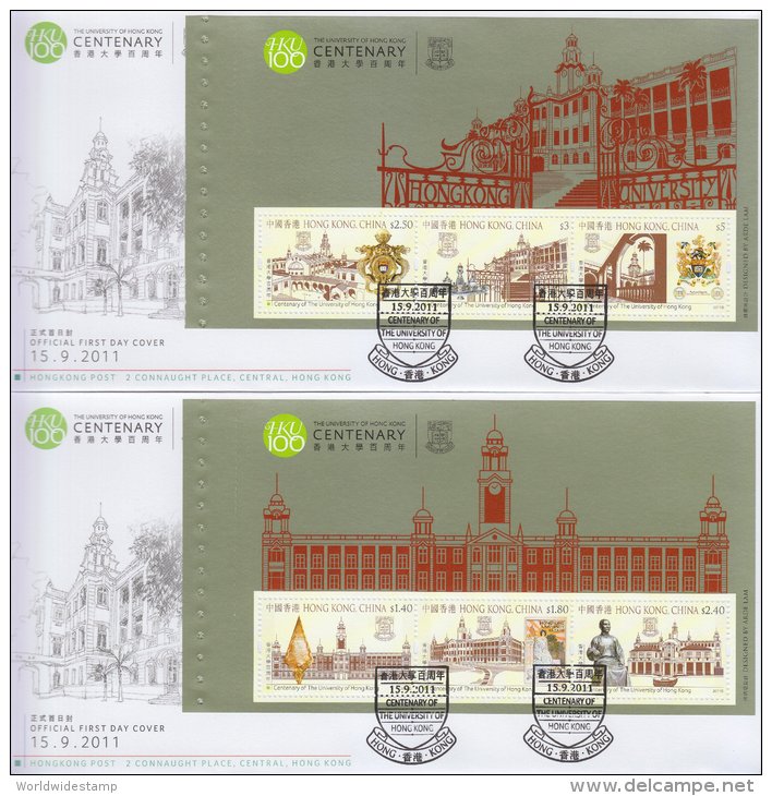 Hong Kong China Stamp On Post Office FDC: 2011 The University Of Hong Kong Centenary Prestige Booklet Pane HK123372 - FDC