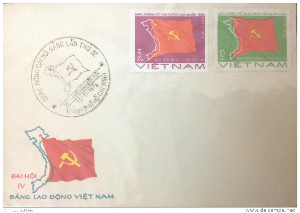 Vietnam: Vietnam Communist Party' S Flag - 1976 FDC Fine And Rare - Covers