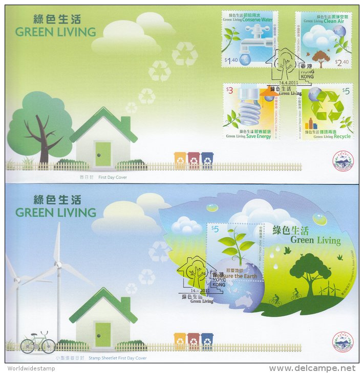 Hong Kong China Stamp On CPA FDC: 2011 Green Living Stamp & Souvenir Sheet HK123363 - FDC