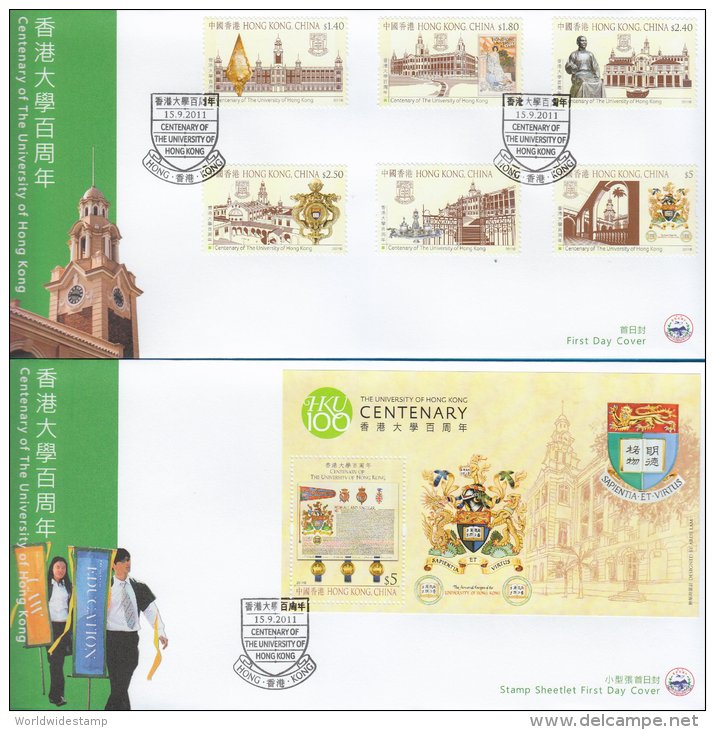 Hong Kong China Stamp On CPA FDC: 2011 The University Of Hong Kong Centenary Stamp & Souvenir Sheet  HK123362 - FDC