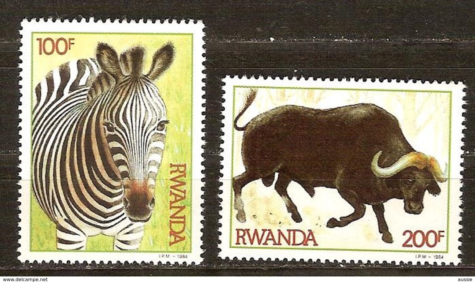 Rwanda OCB 1224-1225 Yvert 1163-1164 *** MNH Cote 10,50 Euro Faune Zèbre Zebra Buffel Buffle - Neufs