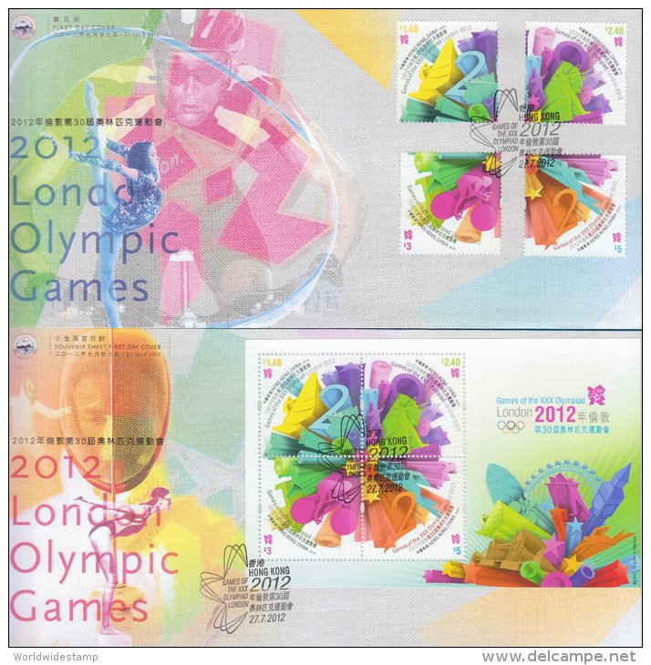 Hong Kong China Stamp On CPA FDC: 2012 London Olympic Games Stamp & Souvenir Sheet HK123339 - FDC