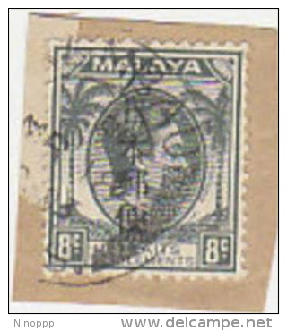 Japan Occupation Of Malaya-8c Used On Piece - Japanisch Besetzung