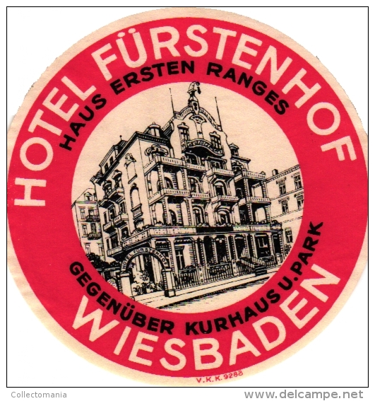 10 Hotel Labels Deutschland Allemagne DuitslanGloria Mannheim Nizza Wiesbaden Taunus Hansa Solitude Stuttgart Ravensburg - Hotelaufkleber