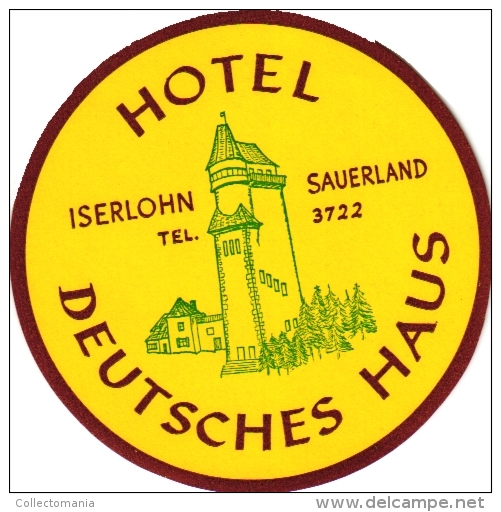 10 Hotel Labels , Etiketten Eutschkand Duitsland Germany   Huss  Lahn Bochum Bernkastel Mosel Iserlohn -adenweiler Baden - Etiketten Van Hotels