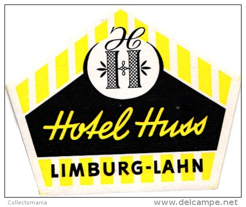 10 Hotel labels , etiketten eutschkand duitsland Germany   Huss  lahn Bochum Bernkastel Mosel Iserlohn -adenweiler Baden