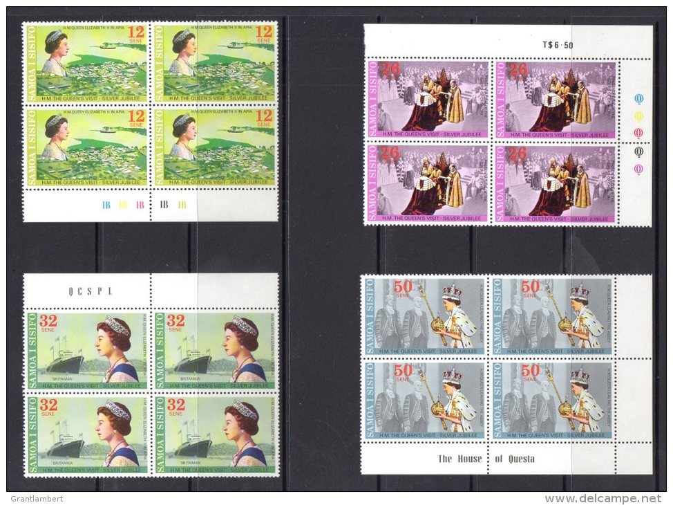 Samoa 1977  Silver Jubilee &amp; Royal Visit  Set As Blocks Of 4 MNH - Samoa (Staat)