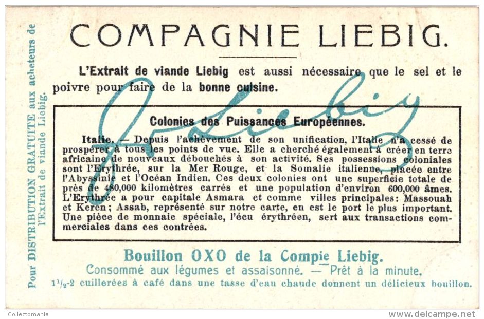 50 oude chromos  Liebig MEAT EXTRACT van vóór de eerste oorlog, allemaal potjes, goede staat,  alle onderwerpen